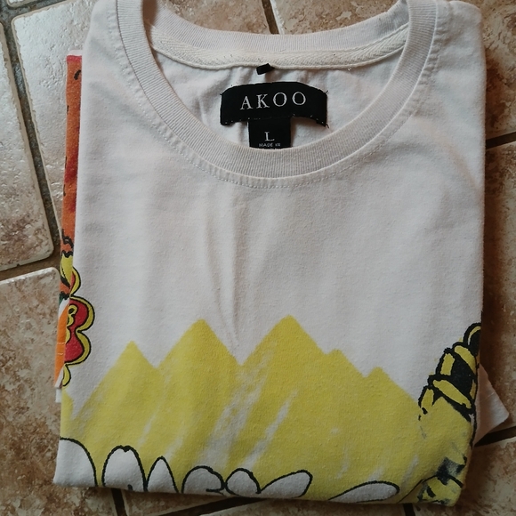 #0189 Men's Akoo White T-Shirt Exclusive Of Design Size Large - Picture 16 of 16